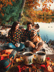Women's Halloween Maple Leaf Design Printed Crew Neck Sweatshirt