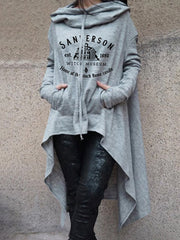 Casual Haunted House Print Irregular Hoodie