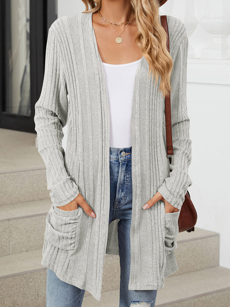Simple Solid Color Casual Knit Cardigan