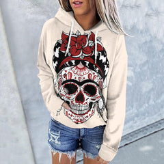 Casual Floral Queen of the Dead Print Hoodie
