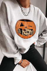 Halloween Print Crew Neck Long Sleeve Sweatshirt