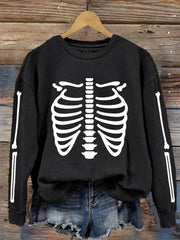 Women's Halloween Skeleton Bones Casual Sweatshirt