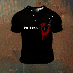 Men's  I'm Fine Print Henley Shirt