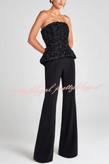Dramatic Beauty 3D Floral Embroidered Chiffon Bandeau Top