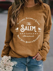 Salem Massachusetts Happy Halloween Witch Print Sweatshirt