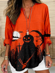 Vintage Halloween Pumpkin Ghost Art Cozy Tunic