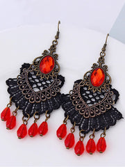 Halloween Gothic Lace Crystal Vintage Earrings