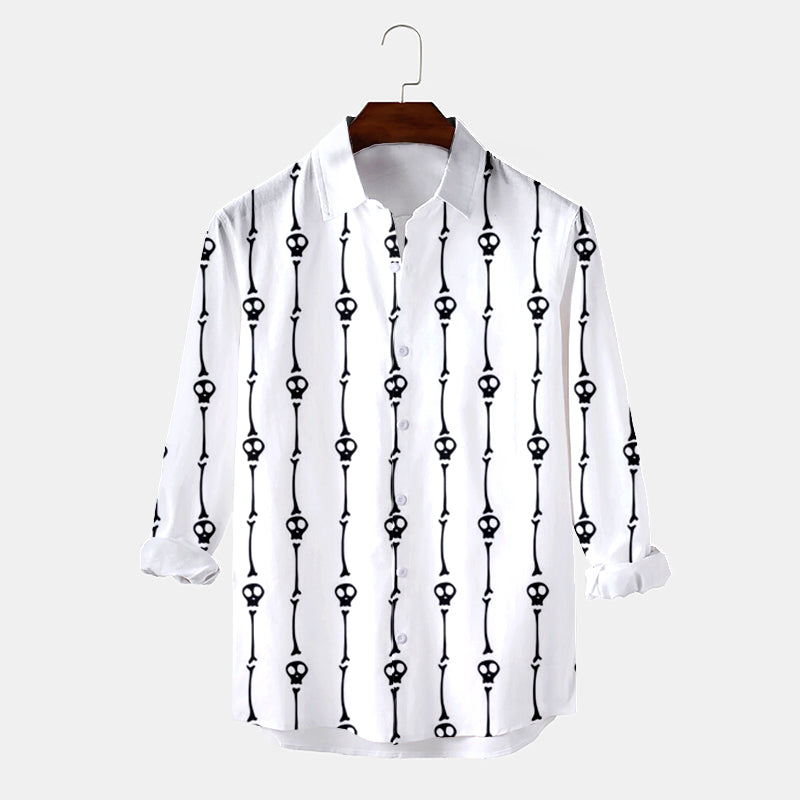 Halloween Stripe Print White Long Sleeve Shirt
