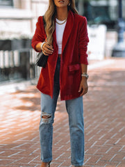 Casual Solid Long Sleeve Velvet Blazer