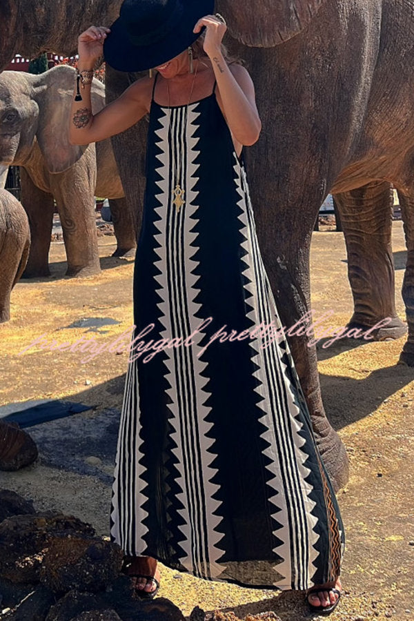 Take A Trip Ethnic Print Backless A-line Maxi Dress
