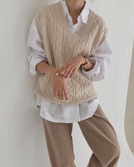 Casual V-Neck Vest Knitted Sweater