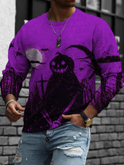 Men's Vintage Halloween Pumpkin Ghost Art Sweatshirt