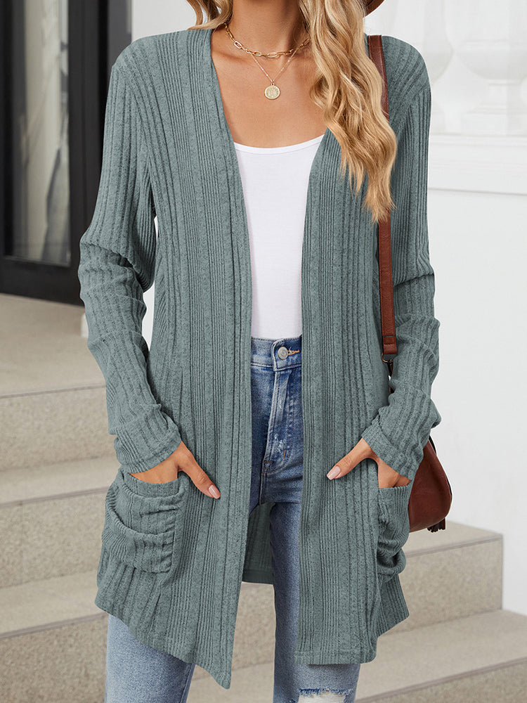 Simple Solid Color Casual Knit Cardigan