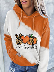 Peace And Love Halloween Print Casual Hoodie