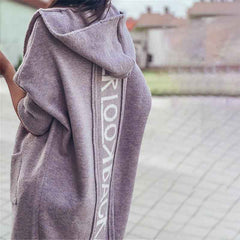 Letter Print Long Sleeve Knit Coat