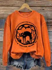 Salem Sanctuary For Wayward Cats Ferals & Familiars Elcome Est 1692 Halloween Sweatshirt