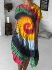 Halloween Inspired Spiral Tie Dye Midi Dress