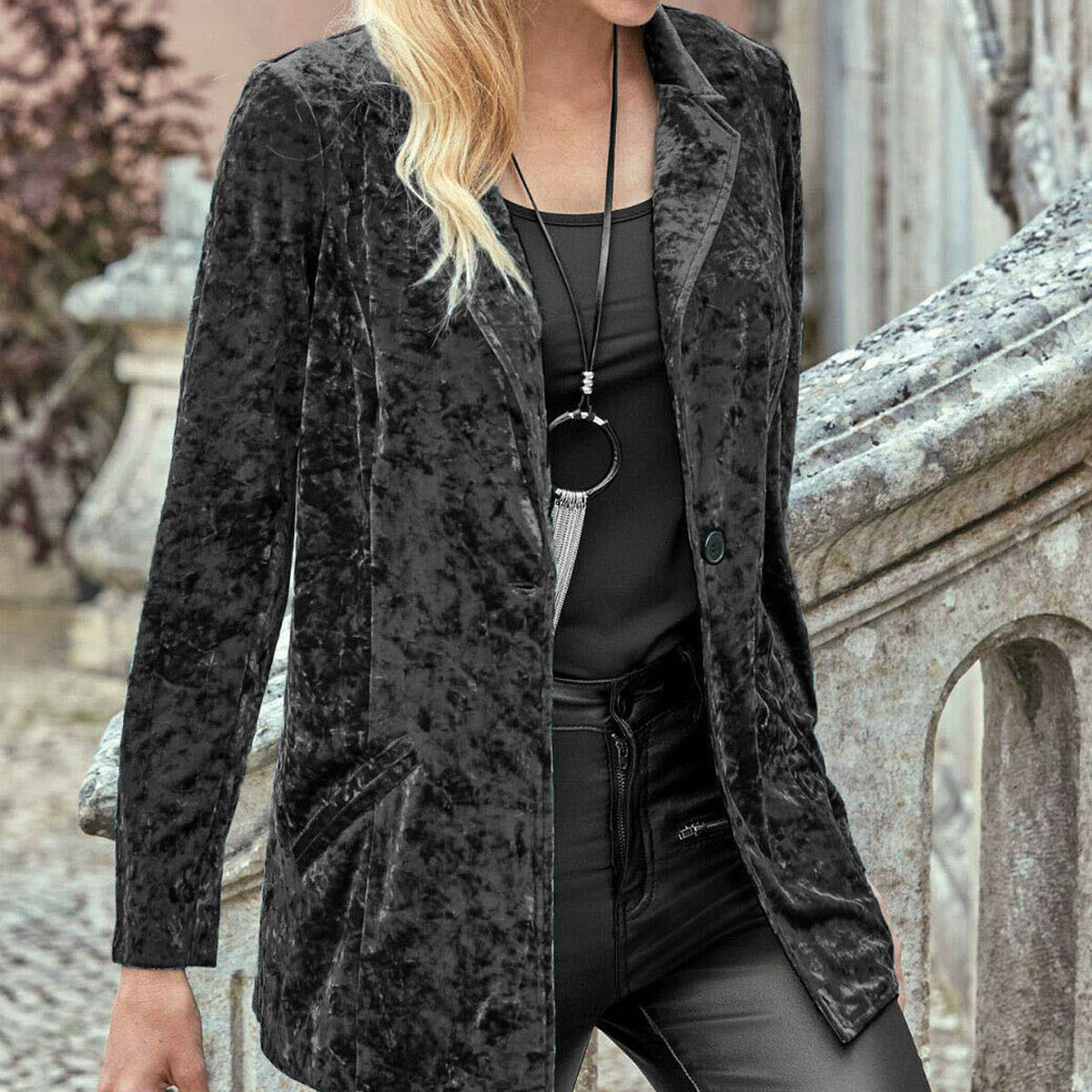 Casual Solid Color Long Sleeve Lapel Jacket