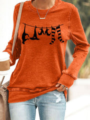 Halloween Printed Round Neck Casual Sweatshirt