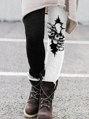 Halloween Skeleton Climbing Out Contrast Leggings