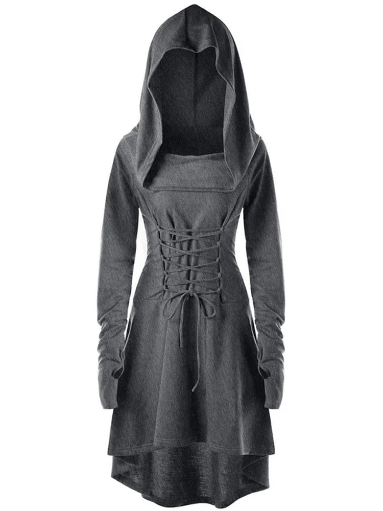 Fashion Lace Up Hooded Dress