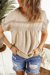 Women's Fashion Swiss Dot Lace Splicing Top