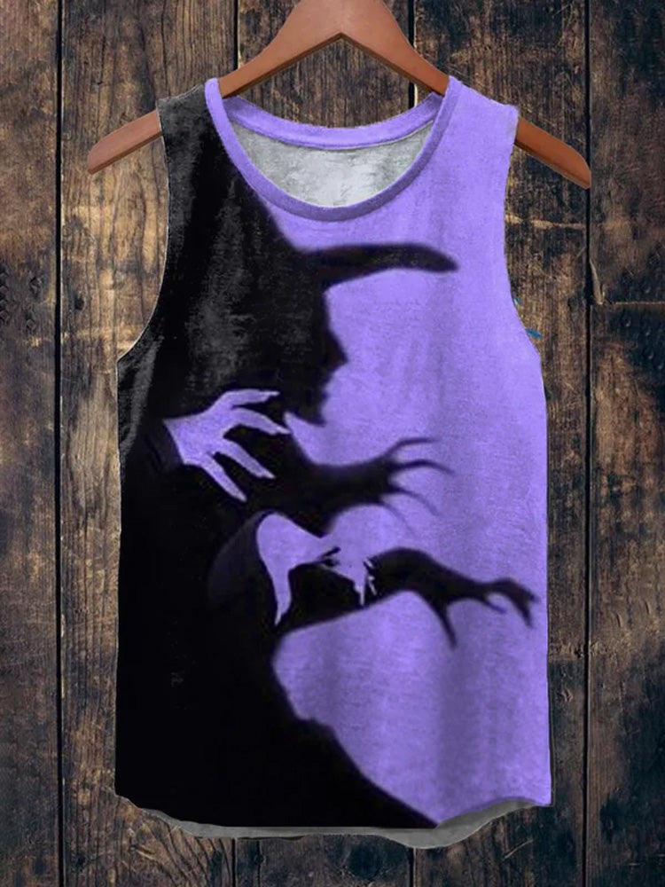 Women's Halloween Witch Shadow Print Casual Tank Top