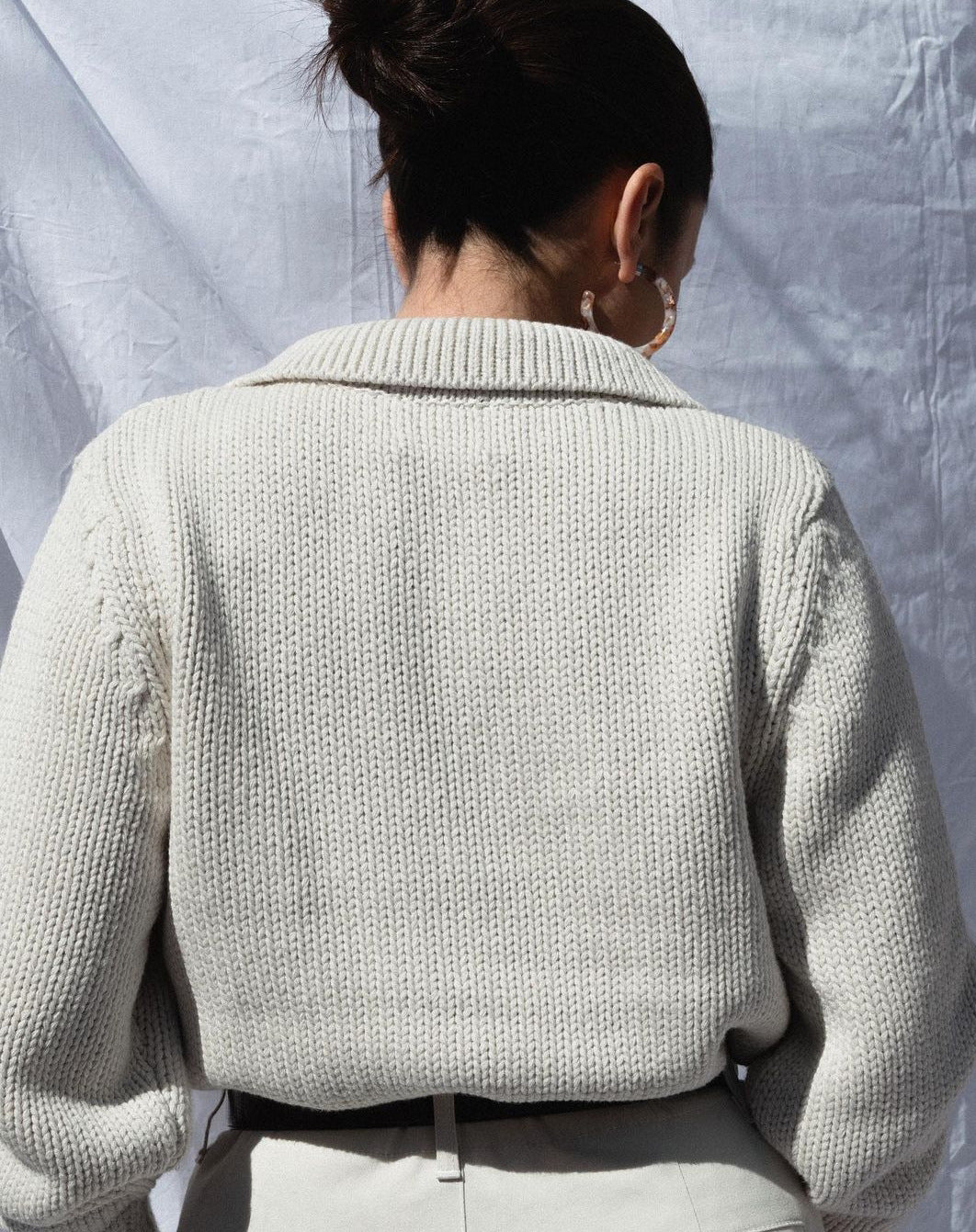 Chic Solid Color Lapel Sweater