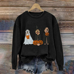 Halloween Dog Pumpkin Print Sweatshirt
