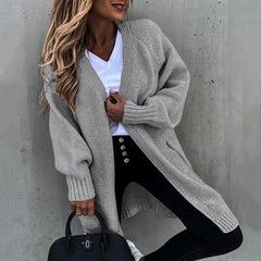Loose Mid-Length Sweater Cardigan