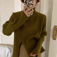 Retro Design Half Turtleneck  Sweater Top