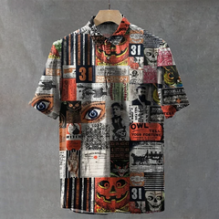 Men's Retro Dark Halloween Print Casual Shirt