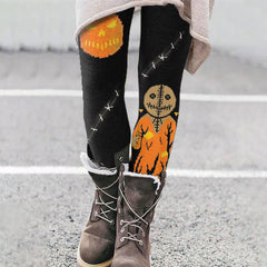 Halloween Cartoon Pumpkin Monster Casual Leggings