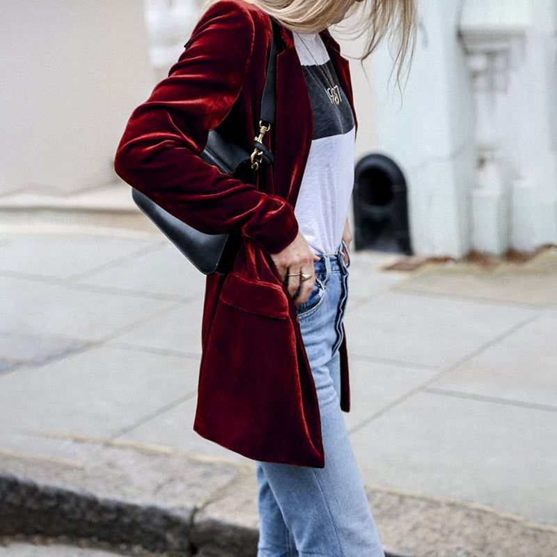 Solid Color Casual Long Sleeve Blazer