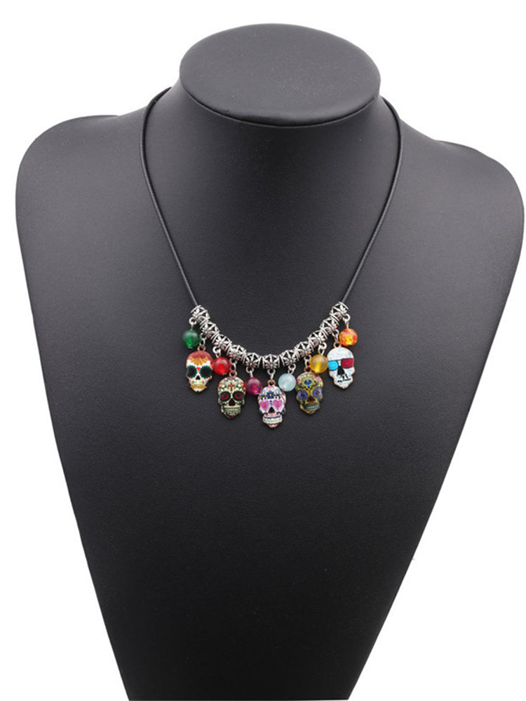 Day Of The Dead Sugar Skulls Beaded Necklace
