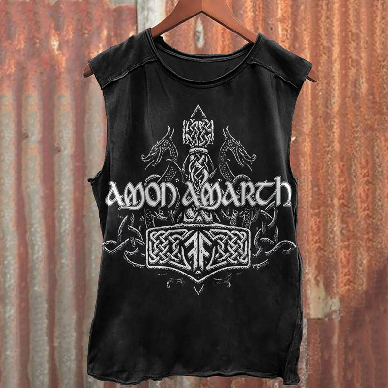 Amon Amarth Viking Axe Symbol Print Men's Tank Top