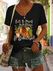 Fall Is Proof That Change Is Beautiful Print Casual T-Shirt