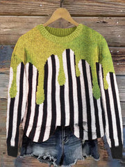Halloween Horror Movie Inspired Striped Cozy Knit Sweater