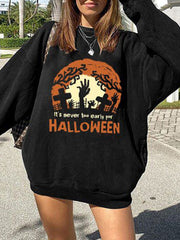 Halloween Print Casual Crewneck Sweatshirt
