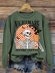 Nightmarf Before Coffee Funny Halloween Sweatshirt
