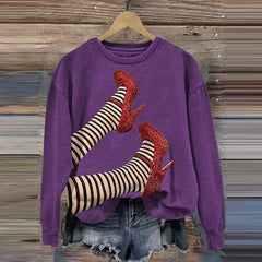 Halloween Classic Ruby Red Shoes Printed Casual Sweatshirt