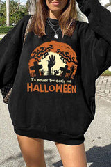 Halloween Print Casual Crewneck Sweatshirt
