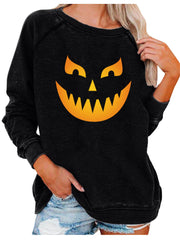 Halloween Ghost Face Print Comfy Sweatshirt