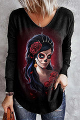 Casual Undead Queen Print T-Shirt