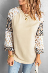 Women's Apricot Leopard Long Sleeve Top