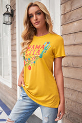 Women's Women Yellow Mamacita with Cactus Casual Short Sleeve Tee