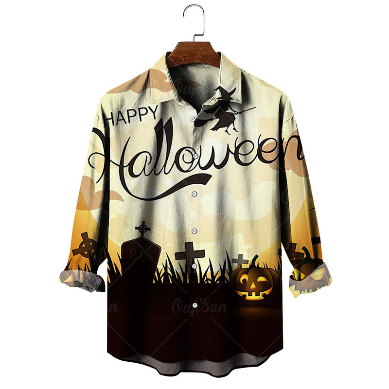 Men's Halloween Print Long Sleeve Shirt