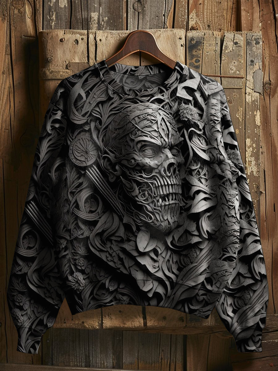 Halloween Skull Print Sweatshirt