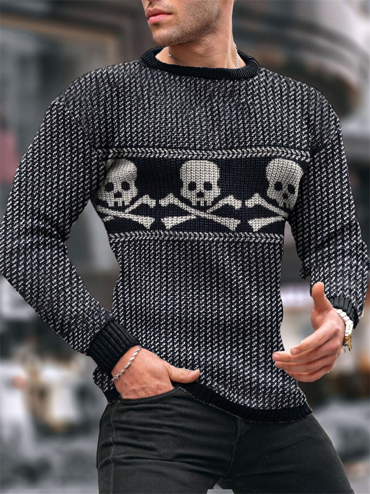 Vintage Skull Pattern Knit Sweater