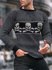 Vintage Skull Pattern Knit Sweater